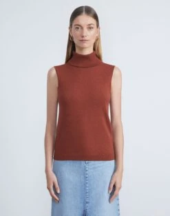 Matte Crepe Turtleneck Shell -Chic Daily Fashion mwbg9r kv15 amber brown