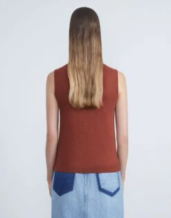 Matte Crepe Turtleneck Shell -Chic Daily Fashion mwbg9r kv15 amber brown back