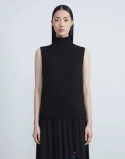 Matte Crepe Turtleneck Shell -Chic Daily Fashion mwbg9r kv15 black