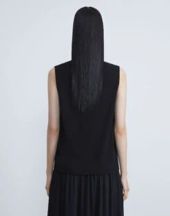 Matte Crepe Turtleneck Shell -Chic Daily Fashion mwbg9r kv15 black back