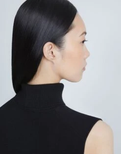 Matte Crepe Turtleneck Shell -Chic Daily Fashion mwbg9r kv15 black detail2