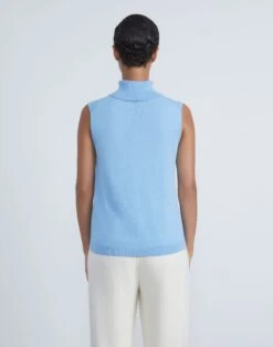 Matte Crepe Turtleneck Shell -Chic Daily Fashion mwbg9r kv15 cool blue back
