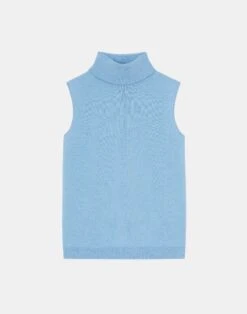 Matte Crepe Turtleneck Shell -Chic Daily Fashion mwbg9r kv15 cool blue flat