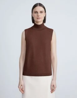 Matte Crepe Turtleneck Shell -Chic Daily Fashion mwbg9r kv15 copper dust