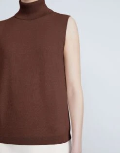 Matte Crepe Turtleneck Shell -Chic Daily Fashion mwbg9r kv15 copper dust detail2