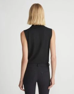 Matte Crepe Sleeveless Turtleneck Sweater -Chic Daily Fashion mwbg9r kv73 black back