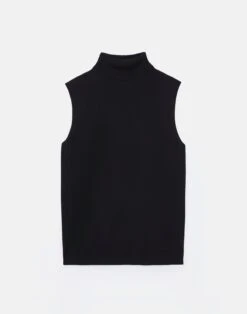 Matte Crepe Sleeveless Turtleneck Sweater -Chic Daily Fashion mwbg9r kv73 black flat