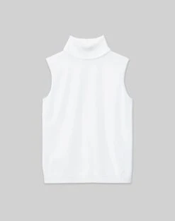 Matte Crepe Sleeveless Turtleneck Sweater -Chic Daily Fashion mwbg9r kv73 cloud flat