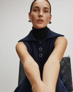 Matte Crepe Sleeveless Turtleneck Sweater -Chic Daily Fashion mwbg9r kv73 midnight blue catalog