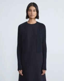 Responsible Fine Gauge Merino Open-Front Cropped Cardigan 17 Responsible Fine Gauge Merino Open-Front Cropped Cardigan -Chic Daily Fashion mwbm5r km02 navy