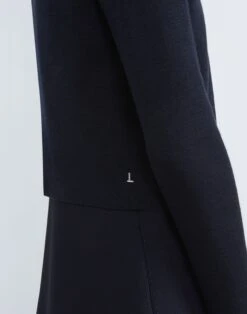 Responsible Fine Gauge Merino Open-Front Cropped Cardigan 19 Responsible Fine Gauge Merino Open-Front Cropped Cardigan -Chic Daily Fashion mwbm5r km02 navy detail2