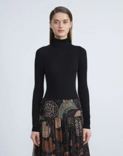 Matte Crepe Raglan Sleeve Turtleneck Bodysuit -Chic Daily Fashion mwbm6r kv15 black