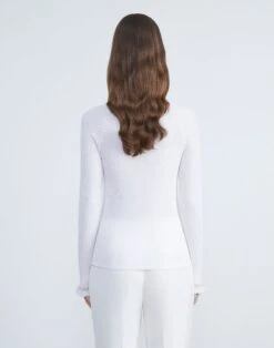 Merino-Silk Ribbed Scalloped-Trim Sweater -Chic Daily Fashion mwbr6r km54 cloud back