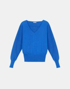 Cotton-Silk Tape Wide V-Neck Dolman Sweater -Chic Daily Fashion mwbs9r kk96 classic cobalt flat