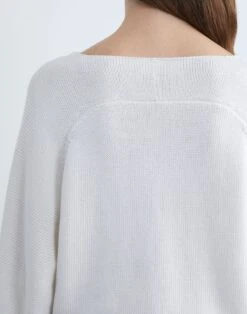 Cotton-Silk Tape Wide V-Neck Dolman Sweater -Chic Daily Fashion mwbs9r kk96 cloud detail2