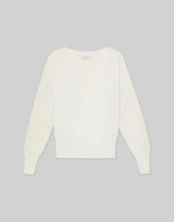 Cotton-Silk Tape Wide V-Neck Dolman Sweater -Chic Daily Fashion mwbs9r kk96 cloud flat