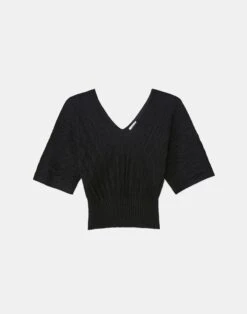 Sheer Metallic Origami Pleat Sweater
