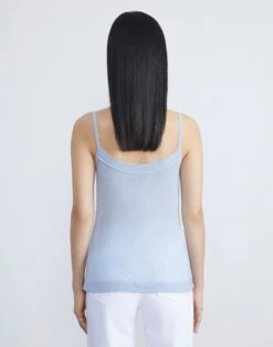 Fine Gauge Cashmere Camisole -Chic Daily Fashion mwcb7r kc61 aerial blue back