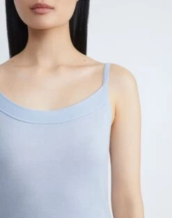 Fine Gauge Cashmere Camisole -Chic Daily Fashion mwcb7r kc61 aerial blue detail