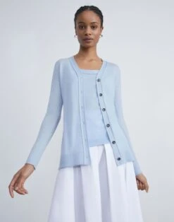 Fine Gauge Cashmere Camisole -Chic Daily Fashion mwcb7r kc61 aerial blue elevated