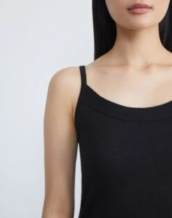 Fine Gauge Cashmere Camisole -Chic Daily Fashion mwcb7r kc61 black detail