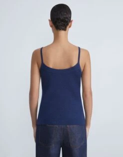 Fine Gauge Cashmere Camisole -Chic Daily Fashion mwcb7r kc61 midnight blue back