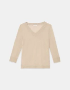 Fine Gauge Cashmere V-Neck Sweater -Chic Daily Fashion mwcb9r kc61 dune flat