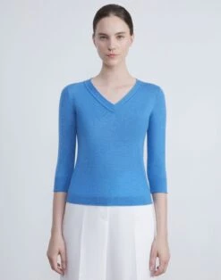 Fine Gauge Cashmere V-Neck Sweater -Chic Daily Fashion mwcb9r kc61 sonic blue