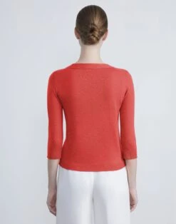 Fine Gauge Cashmere V-Neck Sweater -Chic Daily Fashion mwcb9r kc61 stamped poppy back