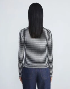 Stripe Fine Gauge Cashmere Sweater -Chic Daily Fashion mwcc1r kc61 black multi back