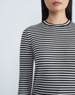 Stripe Fine Gauge Cashmere Sweater -Chic Daily Fashion mwcc1r kc61 black multi detail