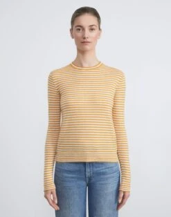 Stripe Fine Gauge Cashmere Sweater -Chic Daily Fashion mwcc1r kc61 golden medallion multi