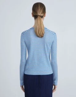 Stripe Fine Gauge Cashmere Sweater -Chic Daily Fashion mwcc1r kc61 sonic blue multi back