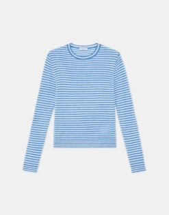Stripe Fine Gauge Cashmere Sweater -Chic Daily Fashion mwcc1r kc61 sonic blue multi flat