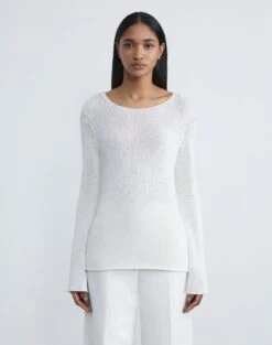 Cotton-Silk Scoop Neck Sweater -Chic Daily Fashion mwcc5r kk96 cloud