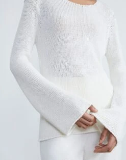 Cotton-Silk Scoop Neck Sweater -Chic Daily Fashion mwcc5r kk96 cloud detail