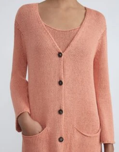 Cotton-Silk Long Cardigan -Chic Daily Fashion mwcc7r kk96 coral haze detail