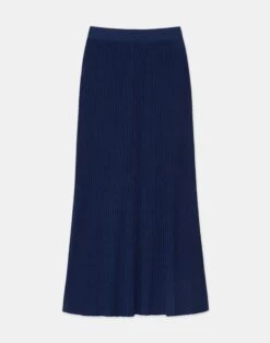 Silk Crepe Knit Pleated Skirt