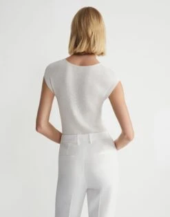 Finespun Voile Ribbed Cap Sleeve Top -Chic Daily Fashion mwcd3r kv52 cloud back