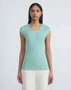 Finespun Voile Ribbed Cap Sleeve Top -Chic Daily Fashion mwcd3r kv52 liberty green