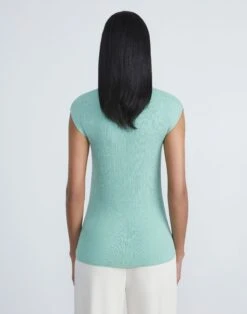 Finespun Voile Ribbed Cap Sleeve Top -Chic Daily Fashion mwcd3r kv52 liberty green back