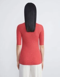 Finespun Voile Ribbed Short Sleeve Sweater -Chic Daily Fashion mwcd4r kv52 stamped poppy back