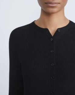 Finespun Voile Ribbed Long Cardigan -Chic Daily Fashion mwcd5r kv52 black detail