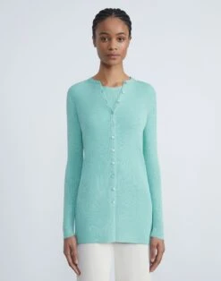 Finespun Voile Ribbed Long Cardigan -Chic Daily Fashion mwcd5r kv52 liberty green