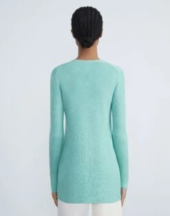 Finespun Voile Ribbed Long Cardigan -Chic Daily Fashion mwcd5r kv52 liberty green back