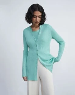 Finespun Voile Ribbed Long Cardigan -Chic Daily Fashion mwcd5r kv52 liberty green elevated