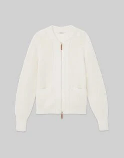 Cotton-Wool Chainette Zip Front Cardigan