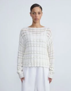 Cotton-Silk & Wool Bouclé Sweater -Chic Daily Fashion mwce2r kkc2 cloud