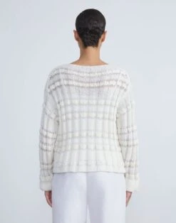 Cotton-Silk & Wool Bouclé Sweater -Chic Daily Fashion mwce2r kkc2 cloud back