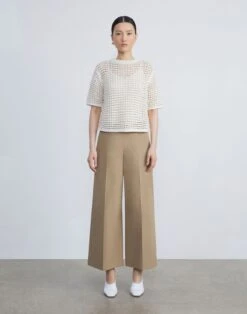 Cotton-Silk Net Stitch Short Sleeve Sweater -Chic Daily Fashion mwce3r kkc2 cloud multi full